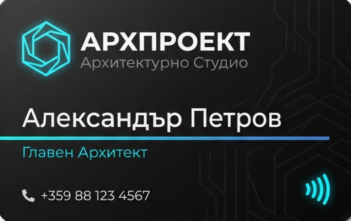 Лице на дигитална NFC визитка с персонален дизайн